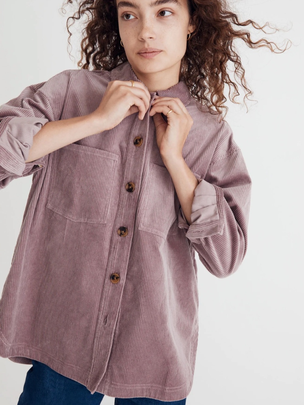 Madewell Corduroy Kentwood Oversized Shirt Jacket in Pale Thistle size M - Picture 2 of 12